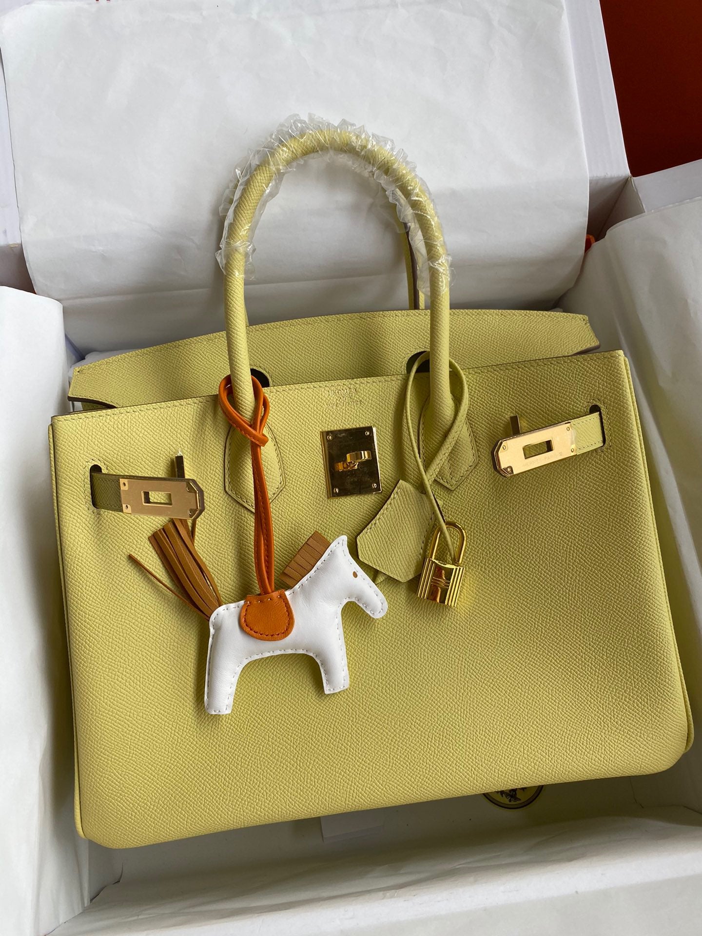 Hermes Birkin 30 Bag in Jaune Poussin Epsom Leather