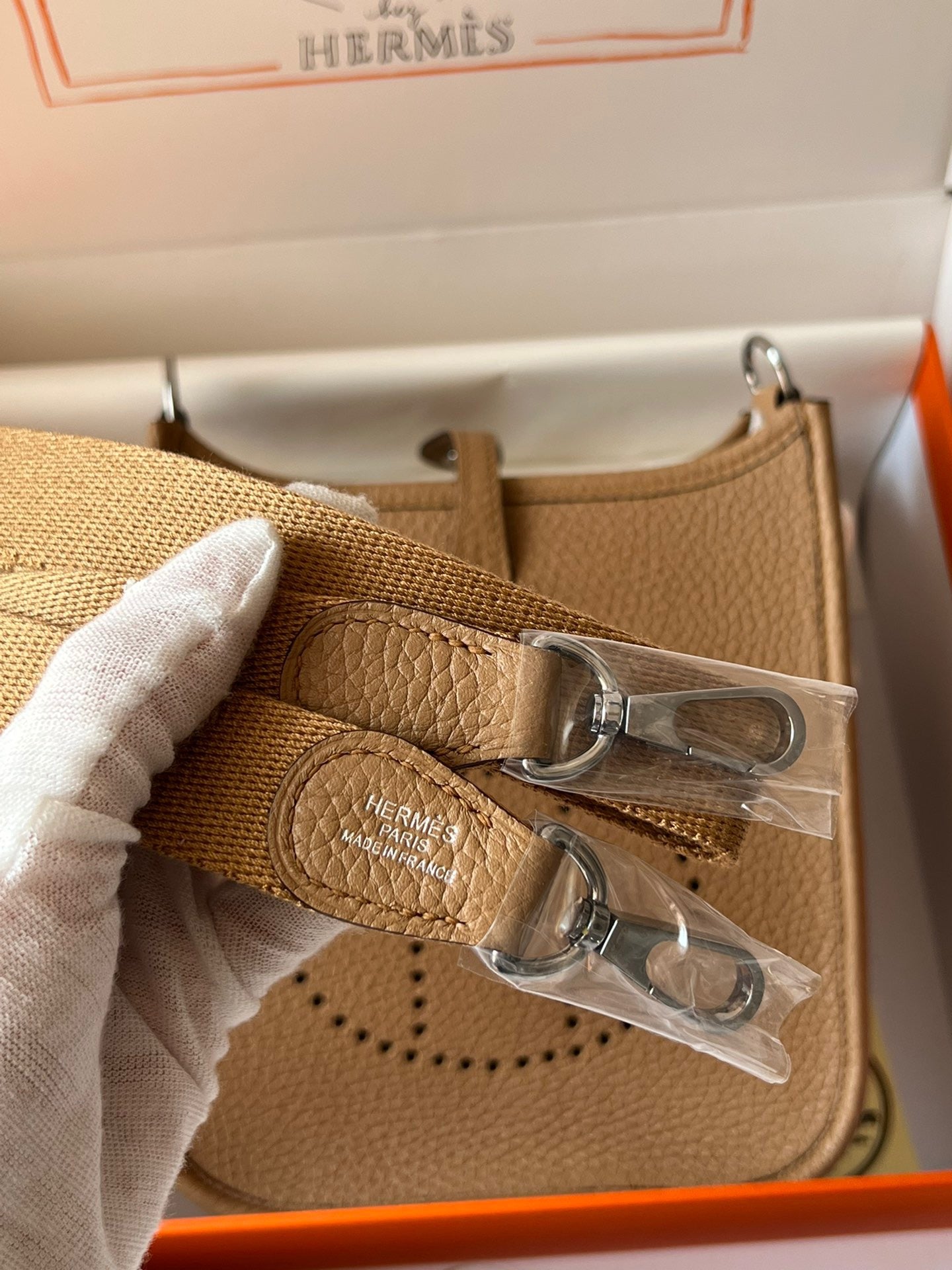 Hermes Evelyne III Mini Bag In Biscuit Color Taurillon Clemence Leather