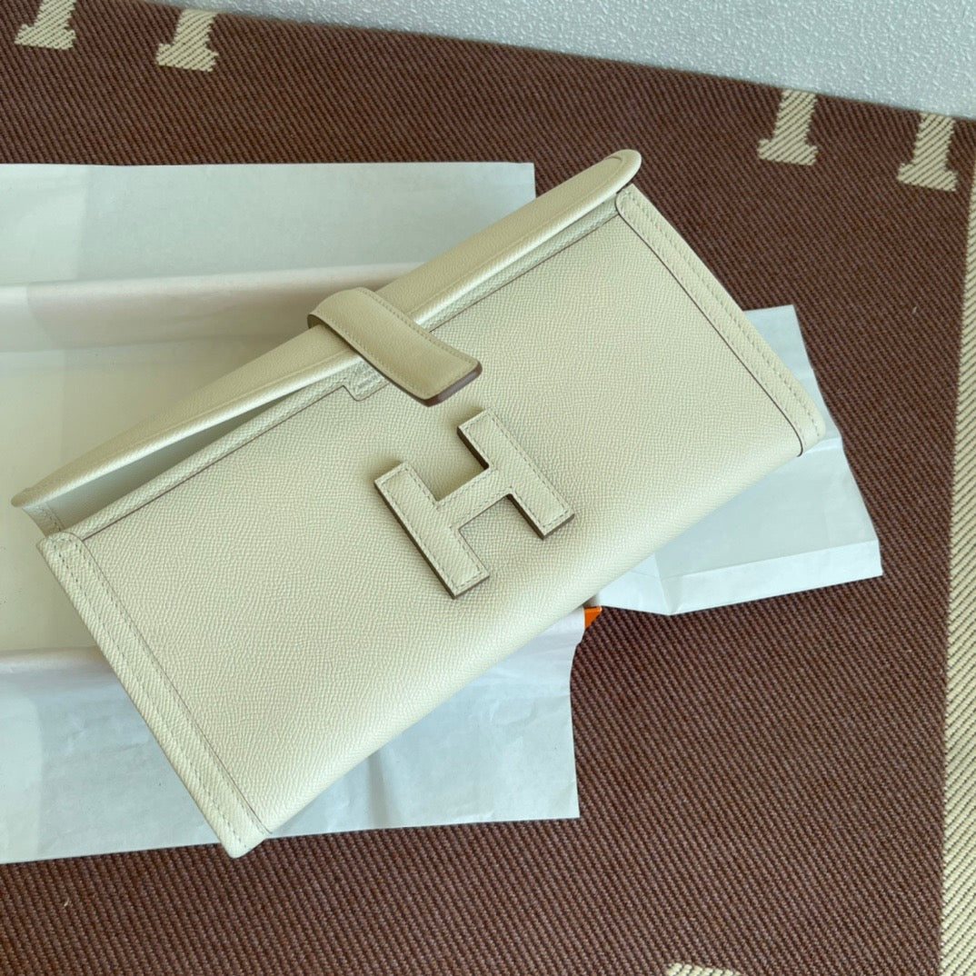 Hermes Jige Elan 29 Clutch Bag In Craie Epsom Leather