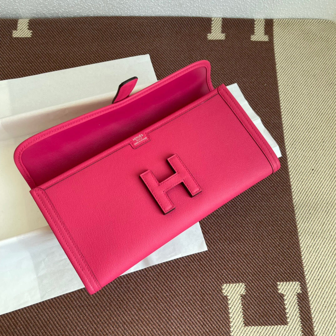 Hermes Jige Elan 29 Clutch Bag In Rose Red Epsom Leather