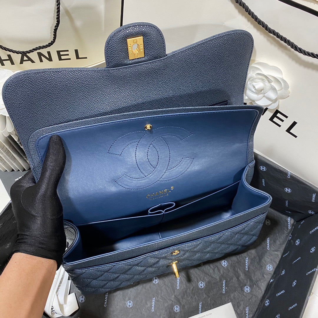Chanel Classic Flap Jumbo In Dark Blue Calfskin
