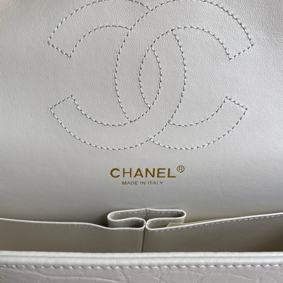 Chanel 2.55 Reissue 28 cm Flap Bag In White