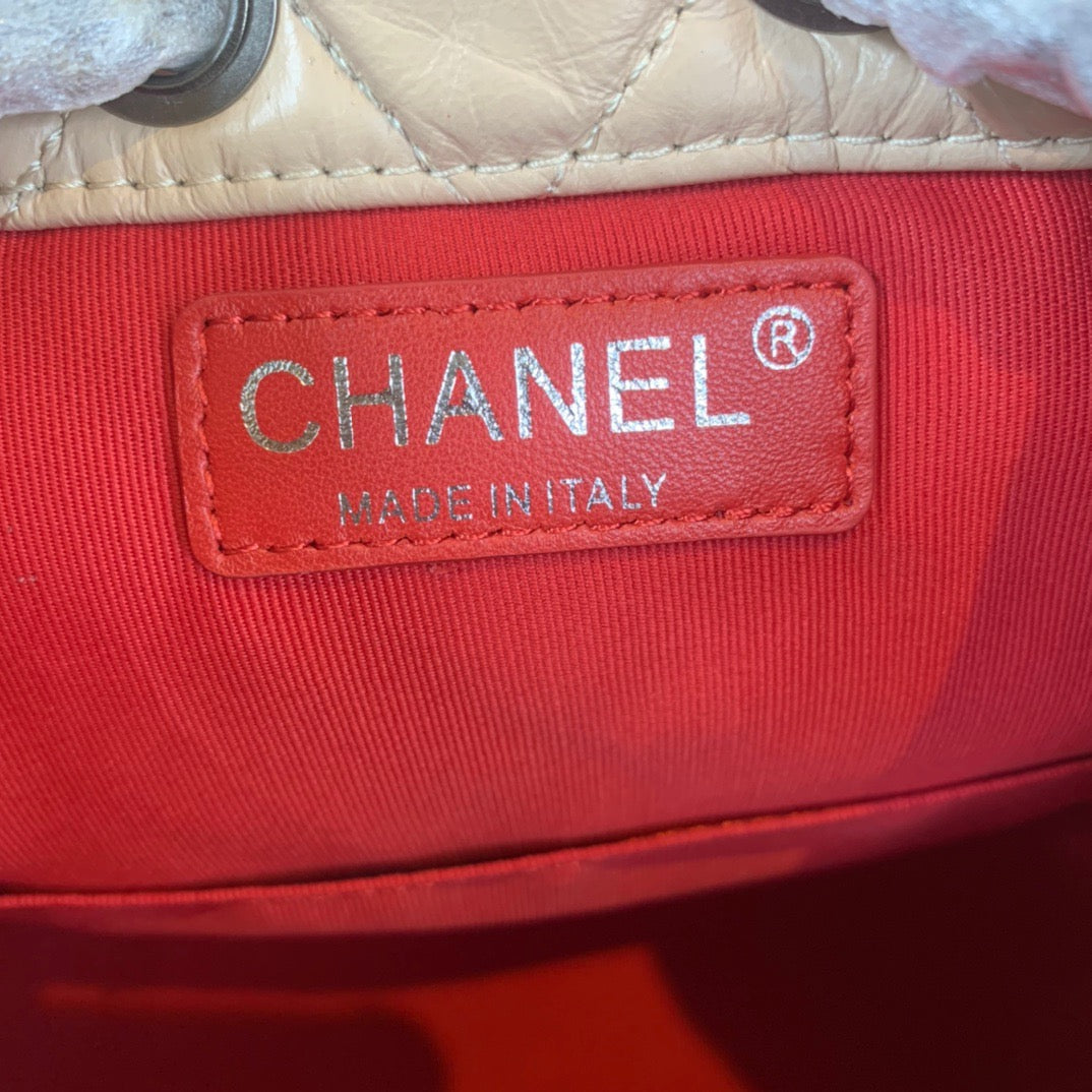 Chanel Backpack In Beige and Black Calfskin Leather