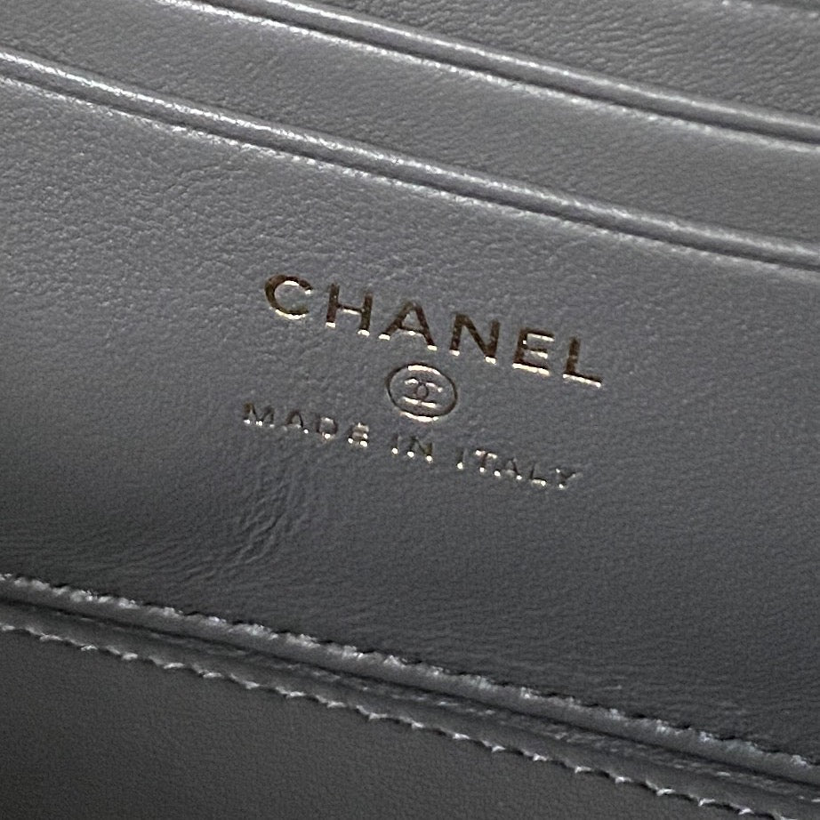 Chanel Classic CC Vanity Case Dark Gray Lambskin Gold Hardware