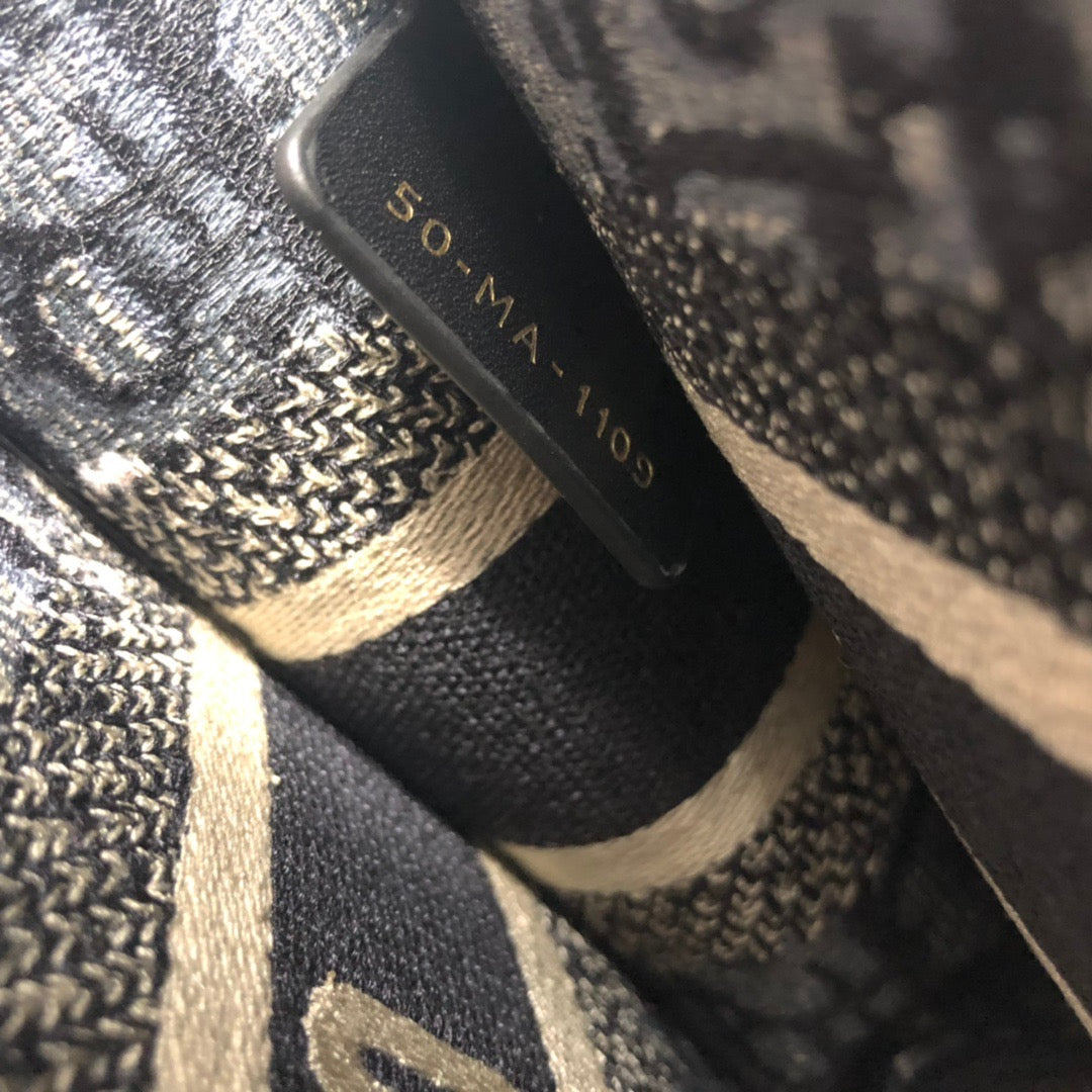 Dior Black Presbyopia Embroidered Mini Book Tote Bag