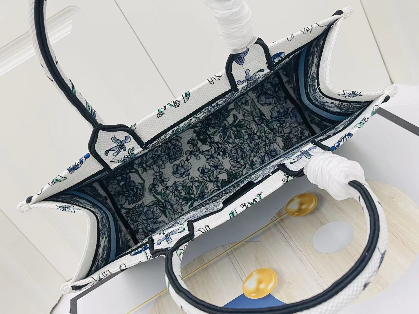 Dior Floral Embroidery Series Medium Tote Bag