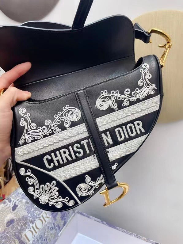 Dior Saddle Bag With Strap In Greek Style With Calfskin Leather