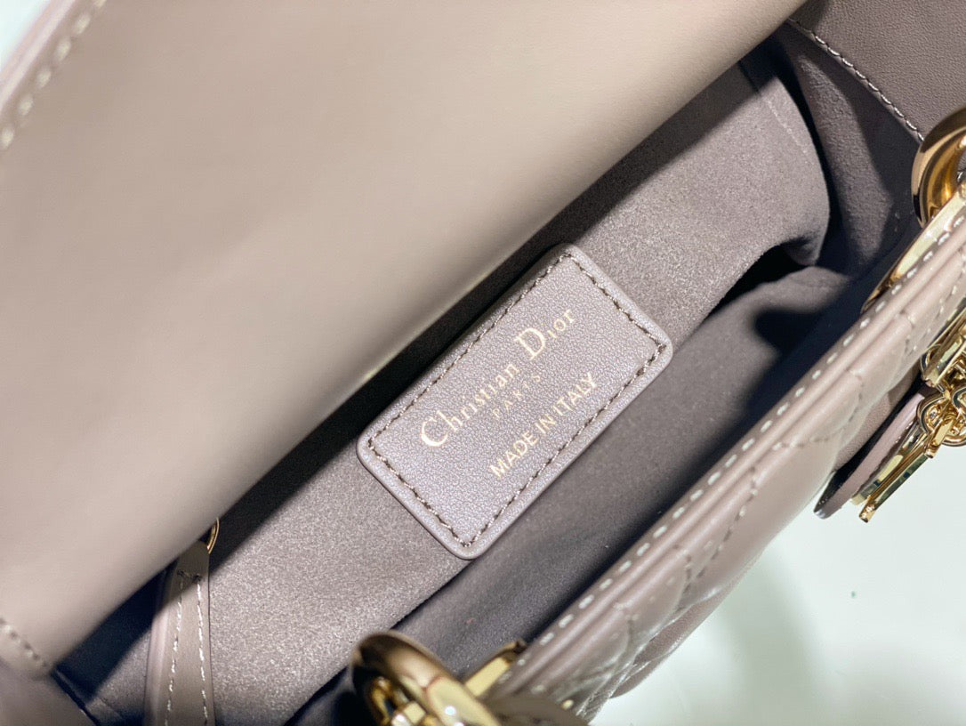 Dior Small Lady Bag In Lotus Color Cannage Lambskin