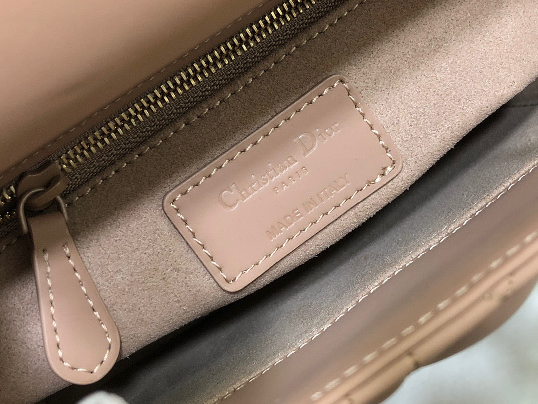 Dior Small Lady Bag In Bean Paste Powder Cannage Lambskin