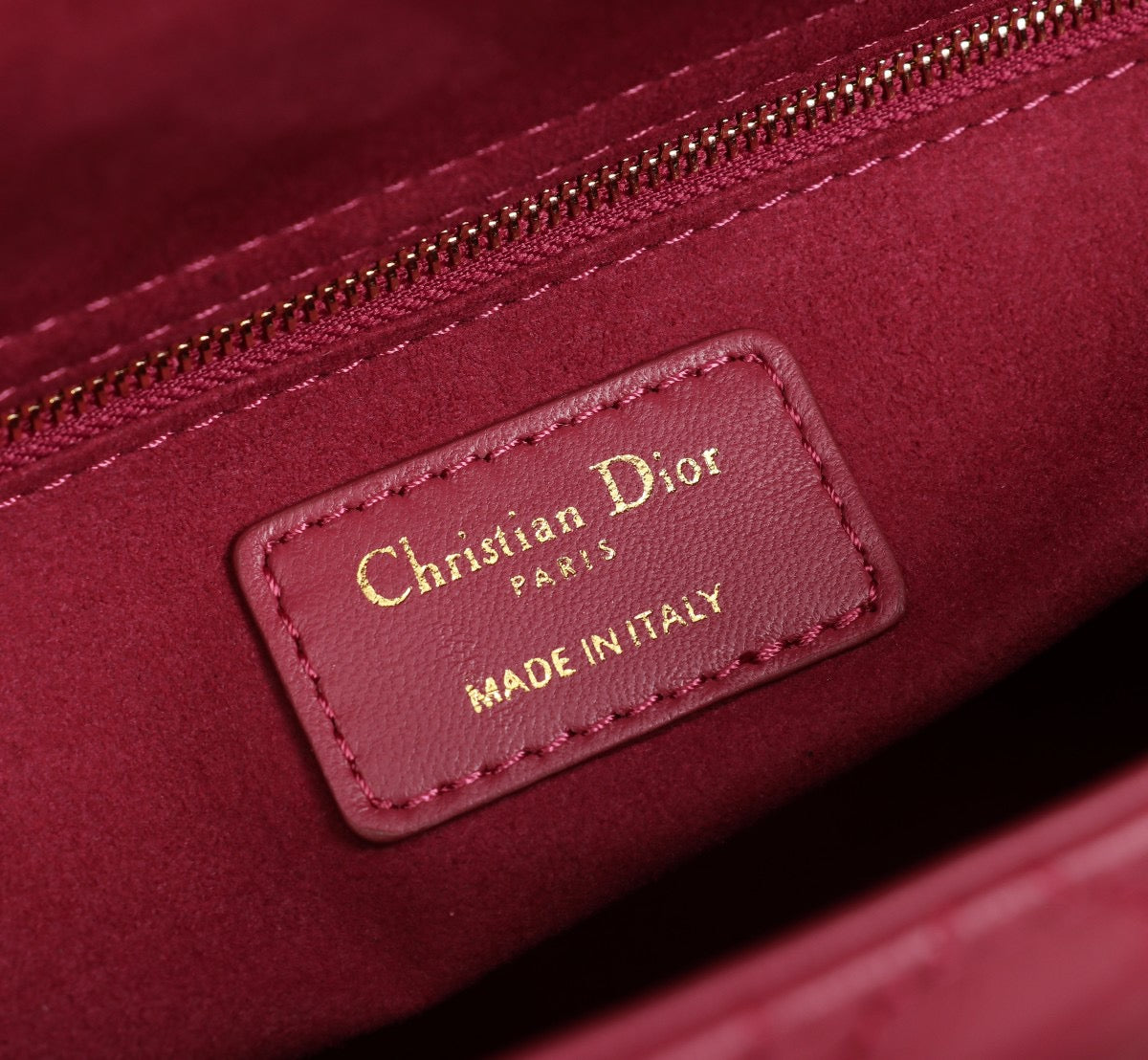 Dior Lady Medium Bag In Rose Red Cannage Lambskin