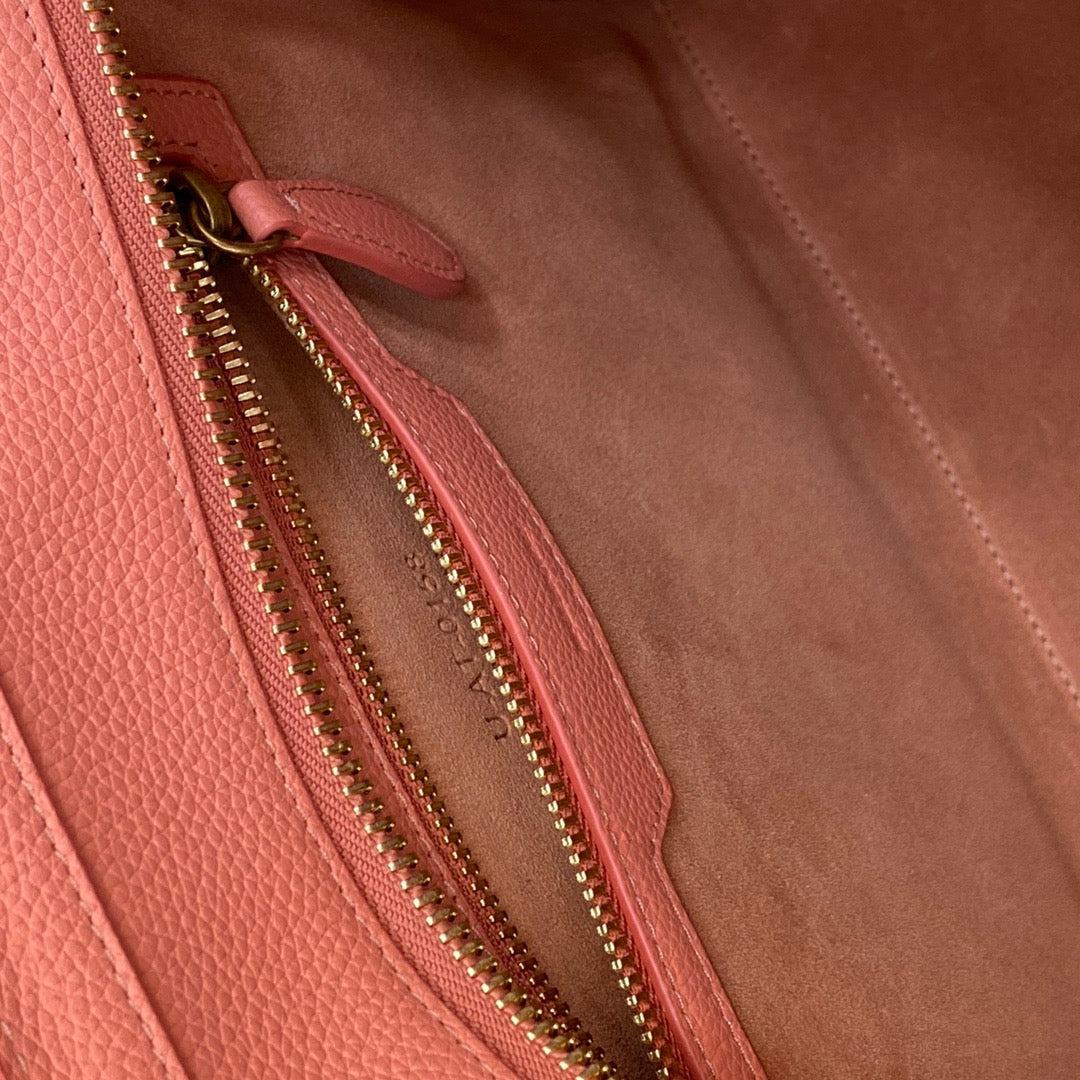 Celine Micro Luggage Tote Bag In Orange Smooth Calfskin