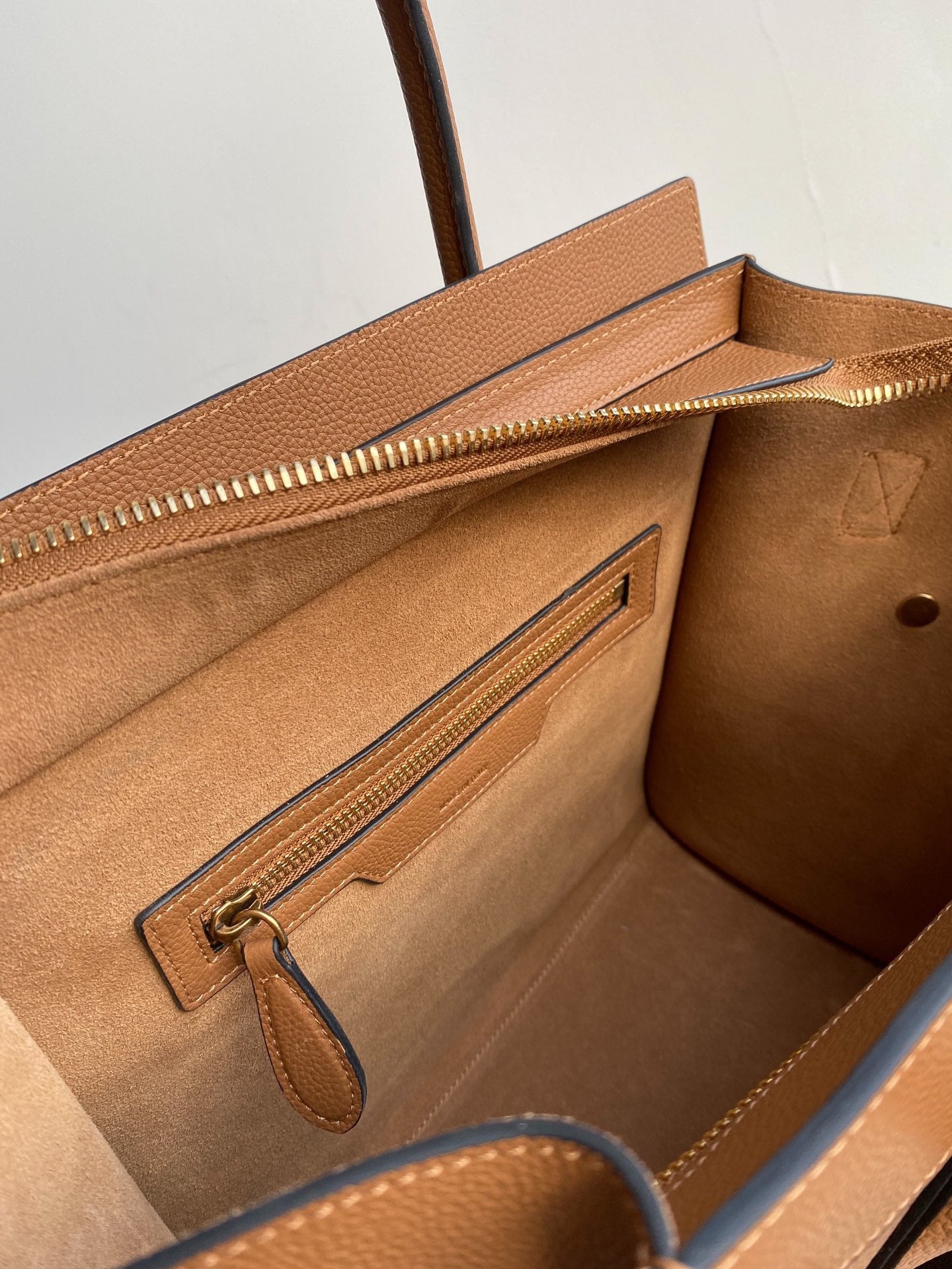 Celine Micro Luggage Tote Bag In Brown Smooth Calfskin