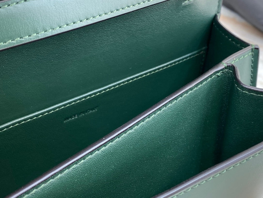 Celine Classic Box Small Bag In Dark Green Box Calfskin