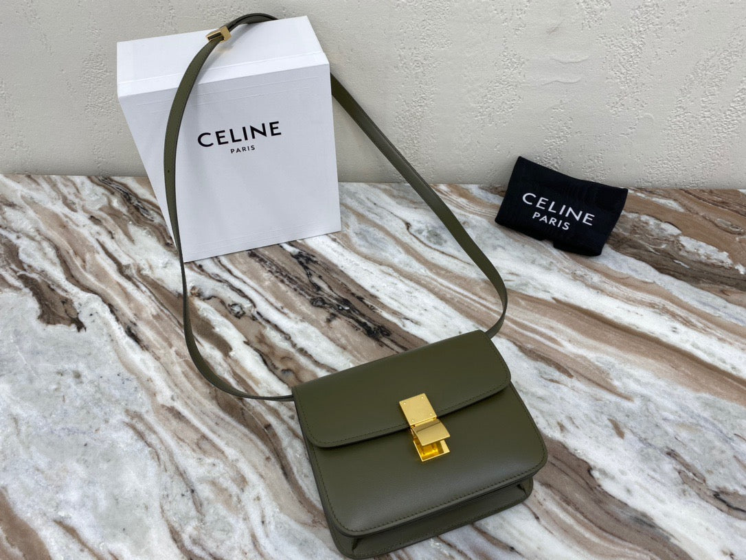 Celine Classic Box Small Bag In Army Green Box Calfskin