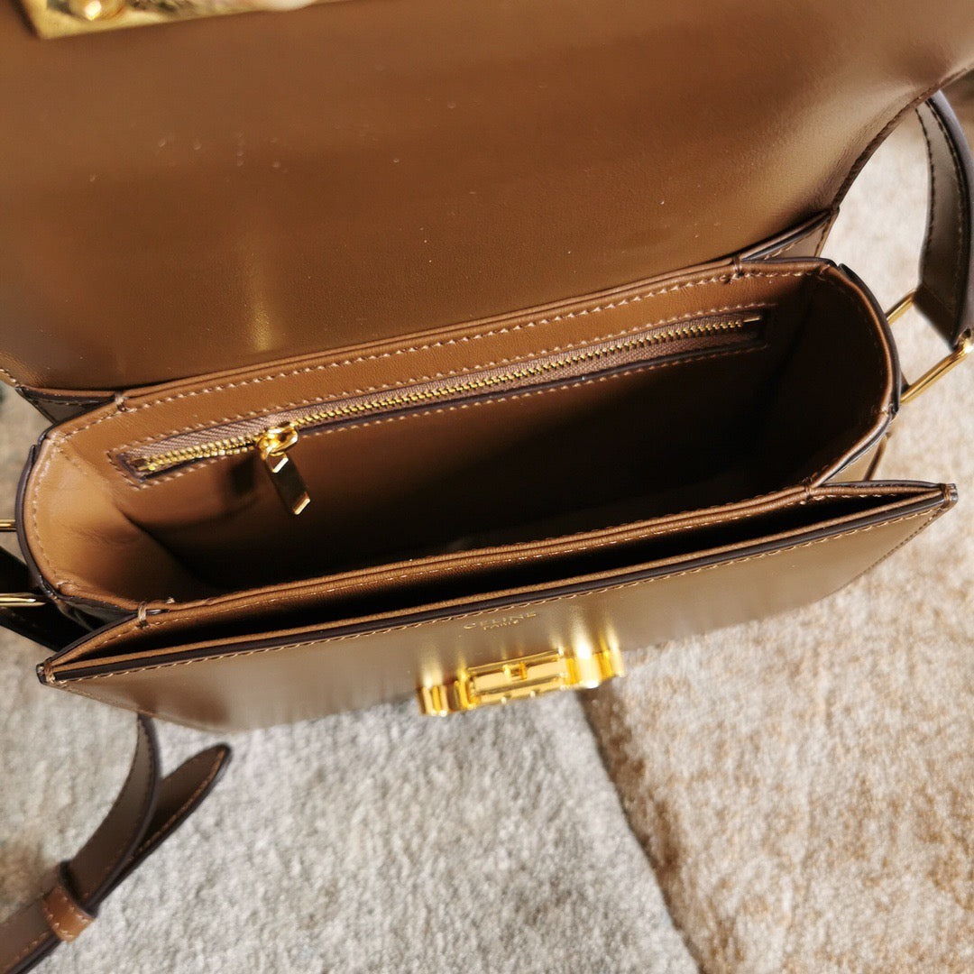 Celine Classic Box Teen Bag In Gold Brown Box Calfskin