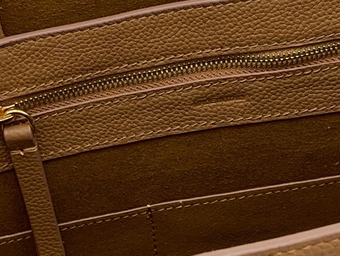 Celine Small Cabas Phantom Bag In Gold Brown Grained Calfskin