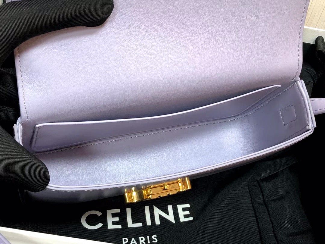 Celine Claude Shoulder Bag in Purple Calfskin