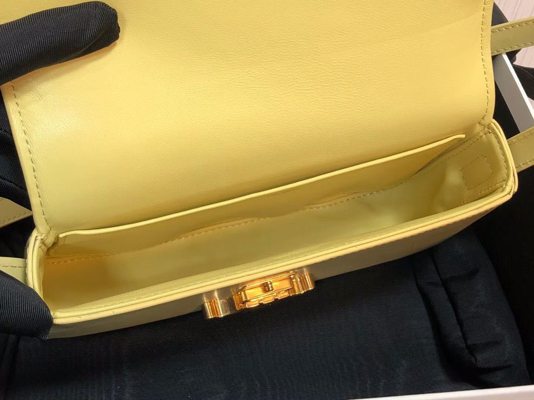 Celine Claude Shoulder Bag in Yellow Calfskin