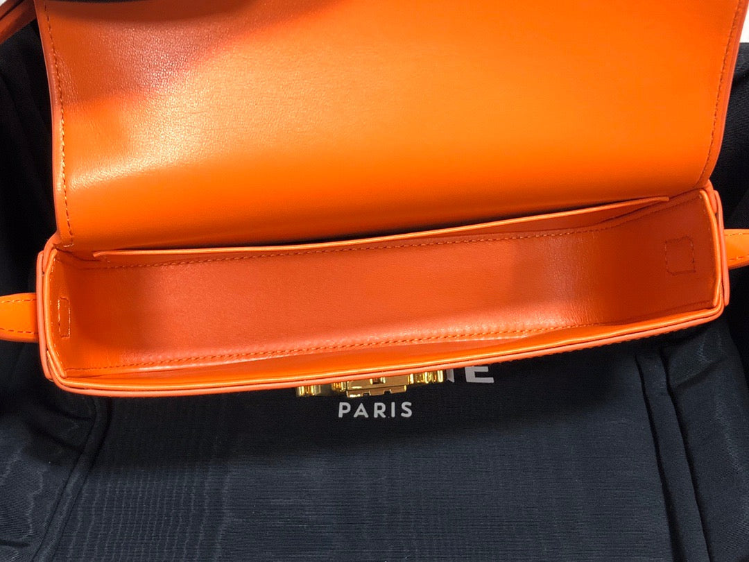 Celine Claude Shoulder Bag in Orange Calfskin