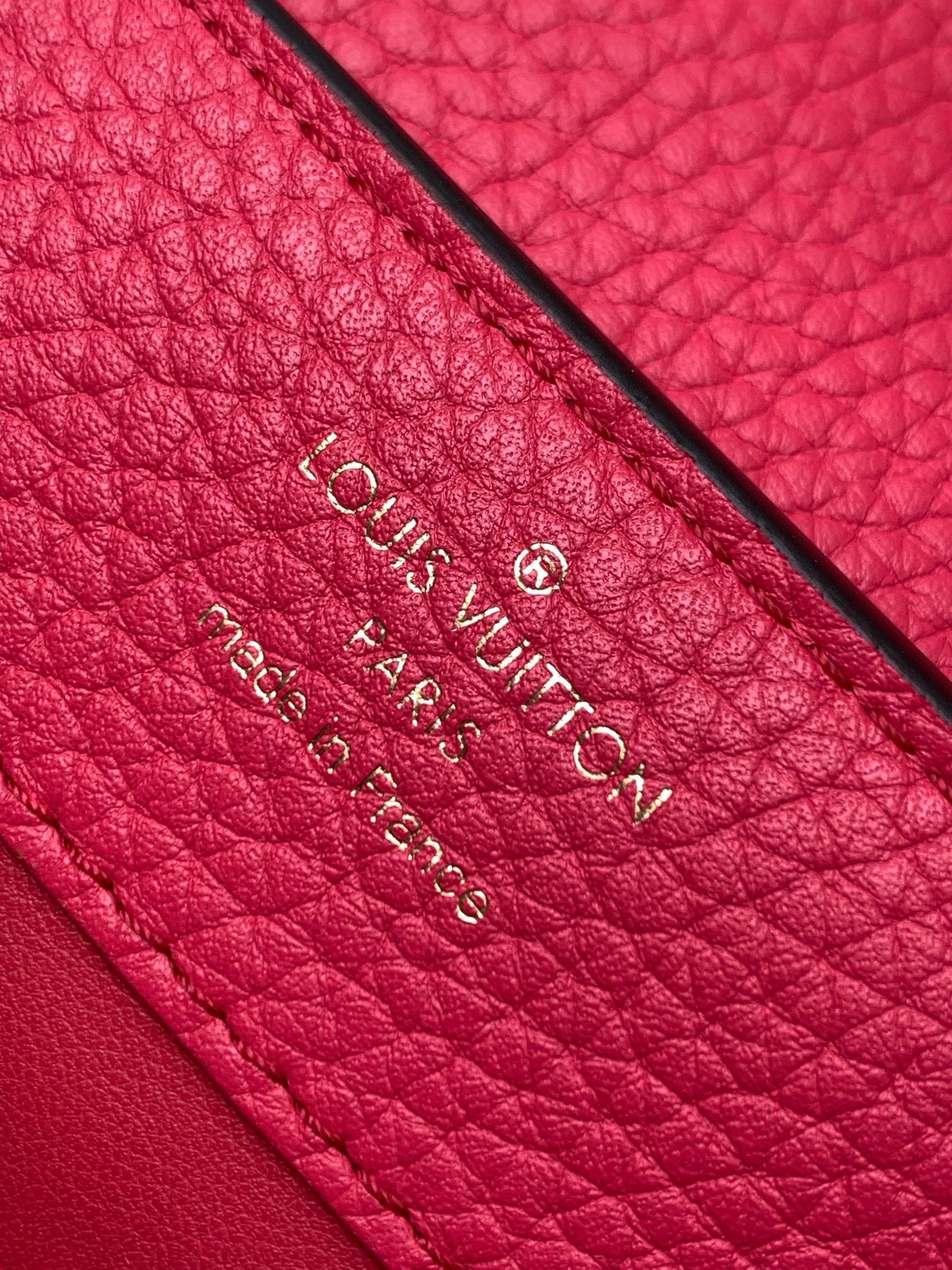 Louis Vuitton Capucines Mini Bag In Black With Rose Red Lining