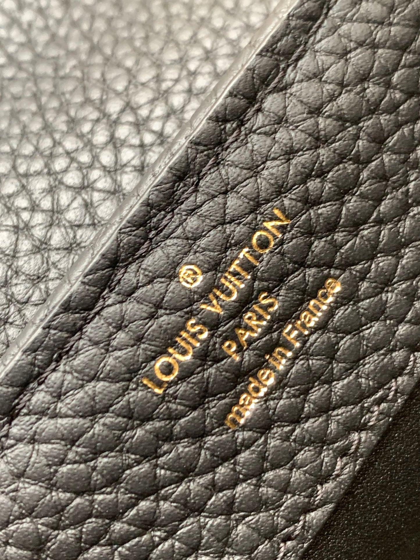 Louis Vuitton Capucines Mini Bag In Beige With Black Handle