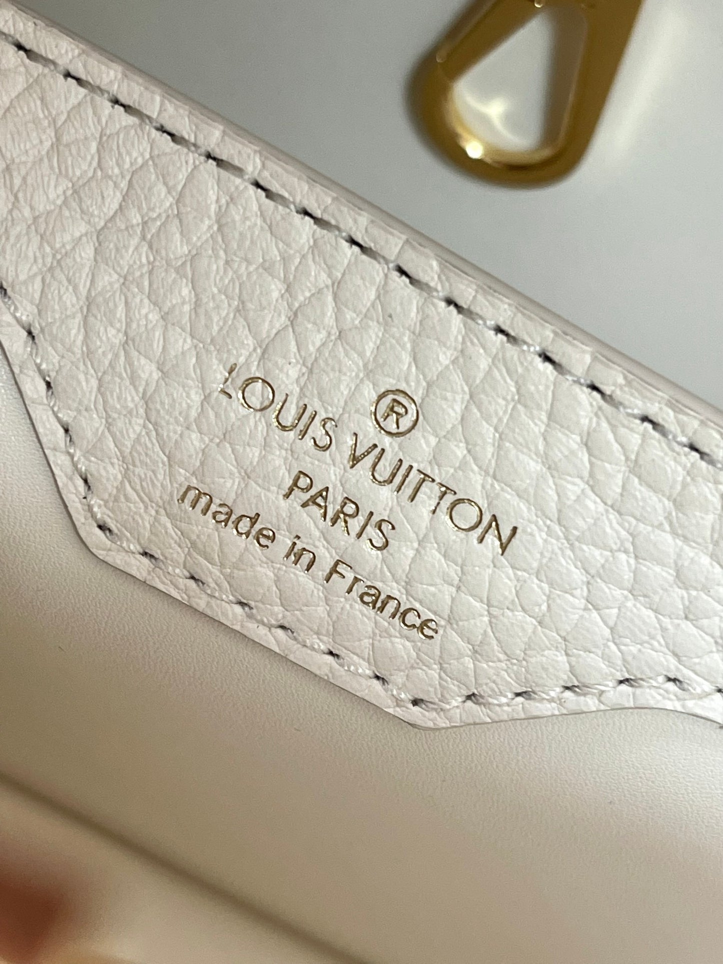 Louis Vuitton Capucines Small Bag In White With Red Handle