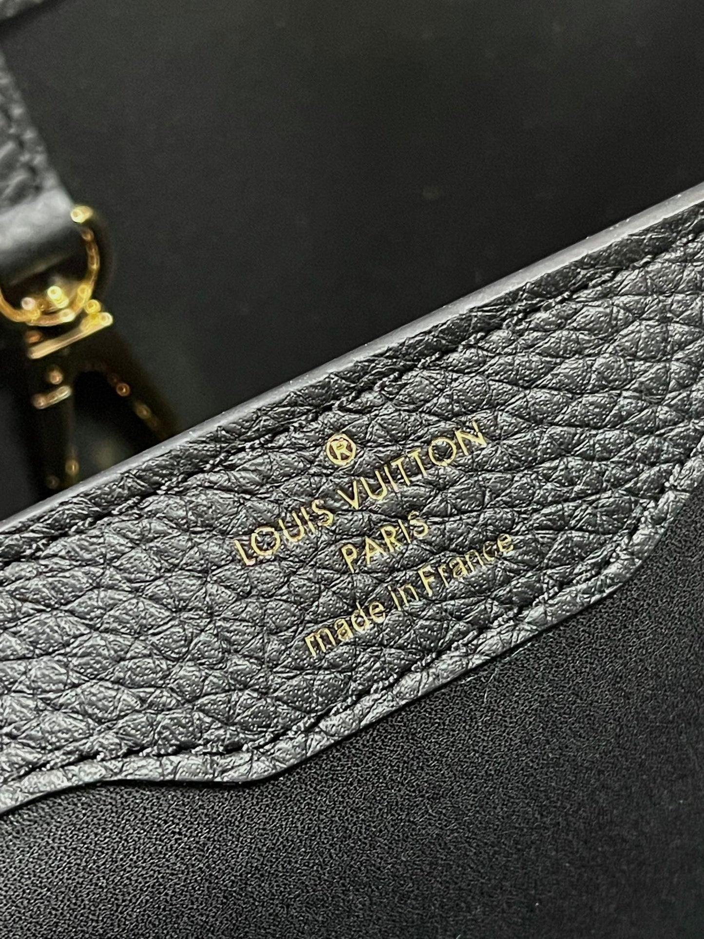 Louis Vuitton Capucines Small Bag In Black With Pink Handle