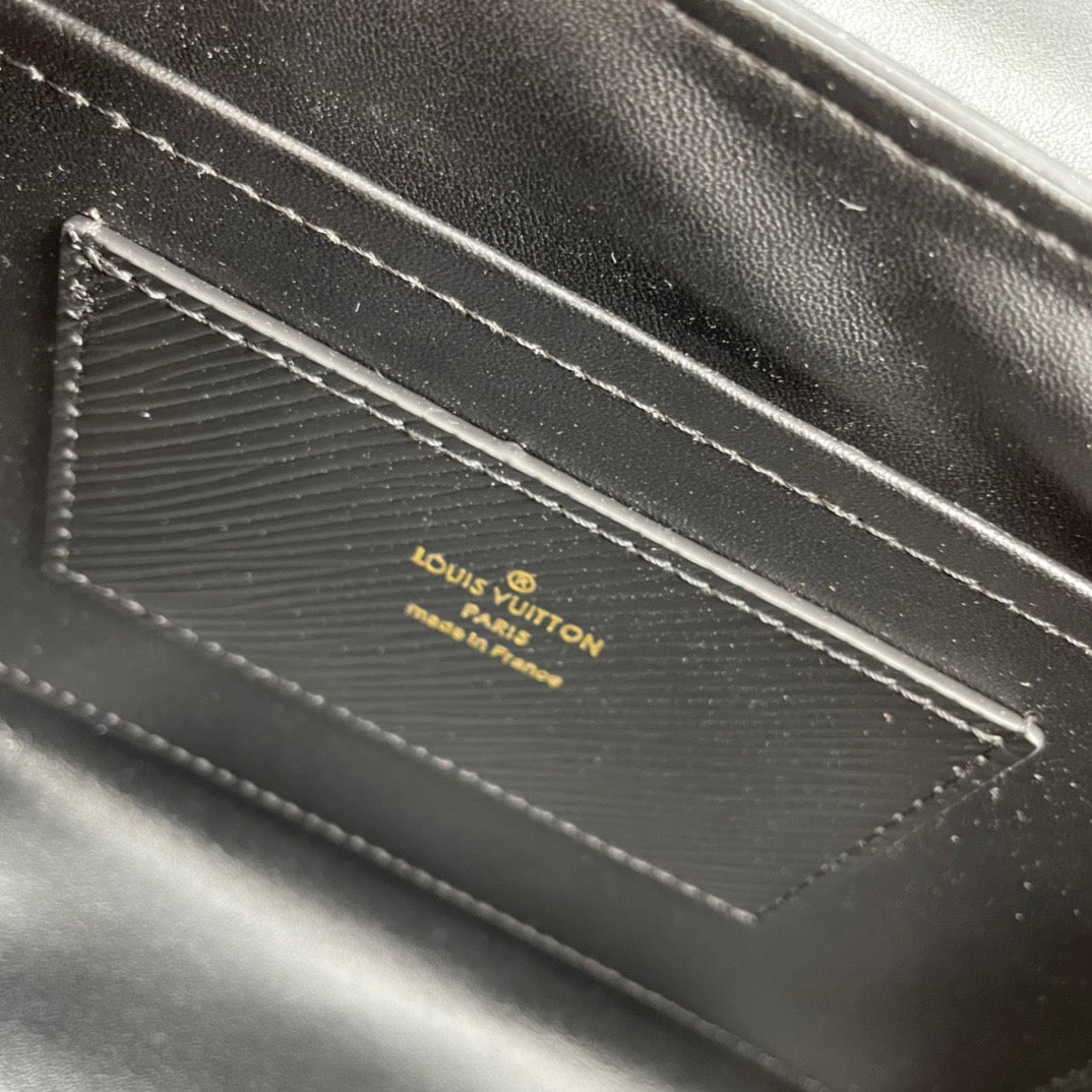 Louis Vuitton Twist Pouch In Black Epi Leather With Canvas Shoulder Strap