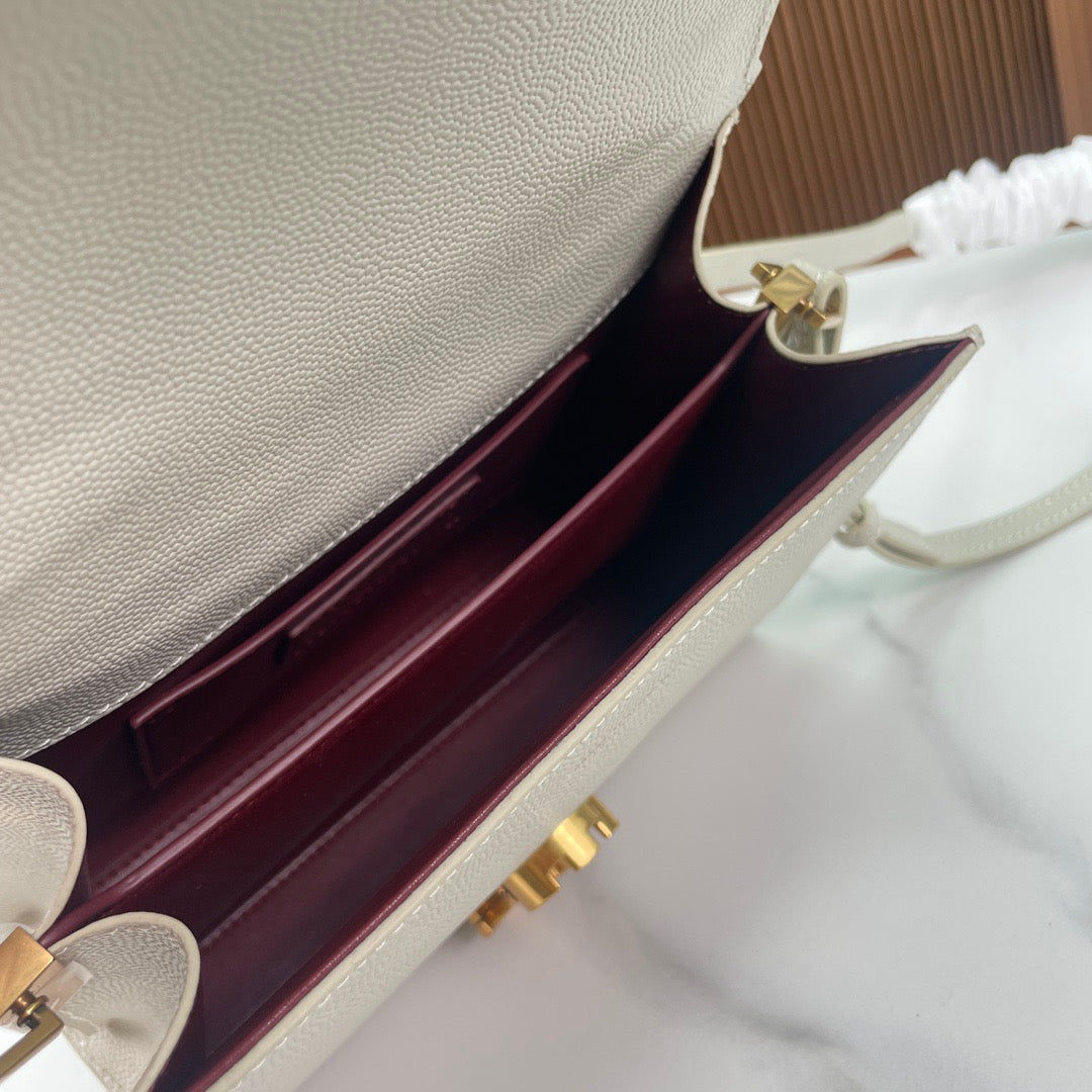 Saint Laurent Cassandra Bag In Off White Calfskin