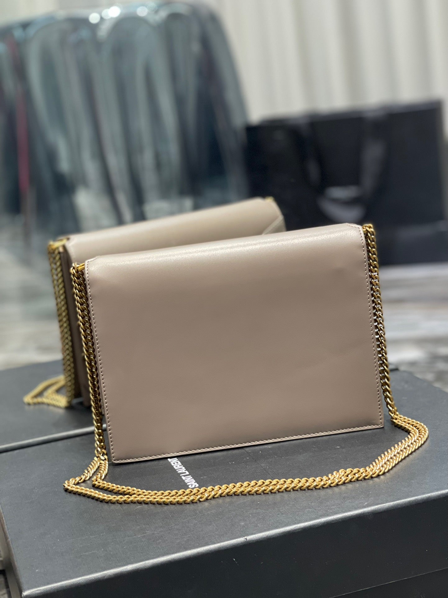 Saint Laurent Cassandra Bag In Etoupe Calfskin
