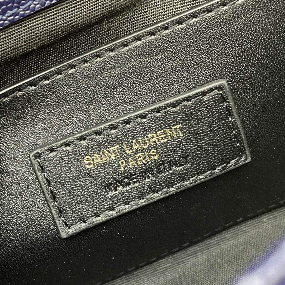 Saint Laurent Envelope Small Quilted Blue Hydra Grained Leather Bag