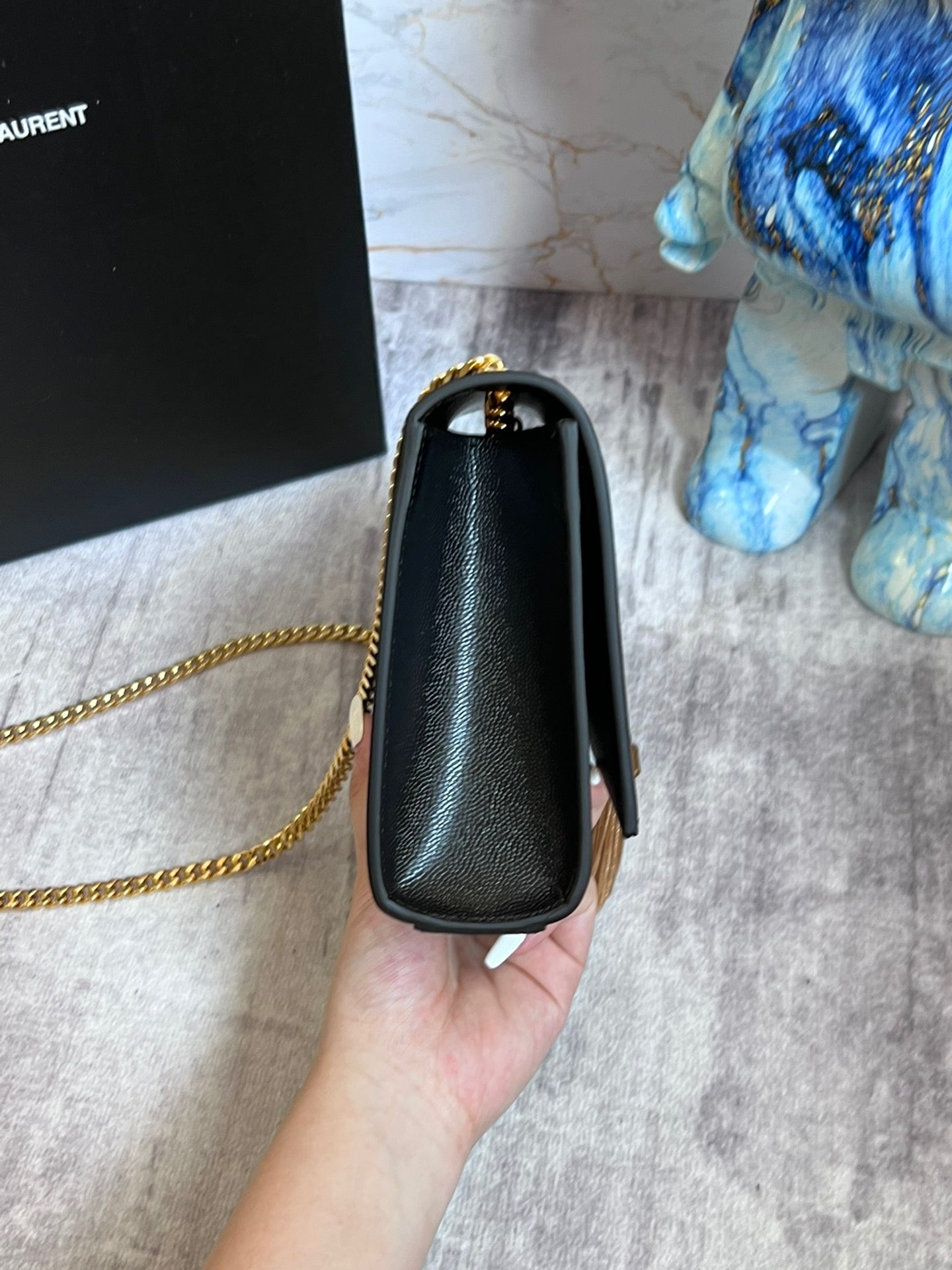 Saint Laurent Kate Medium Tassel Bag In Black Grain De Poudre Leather
