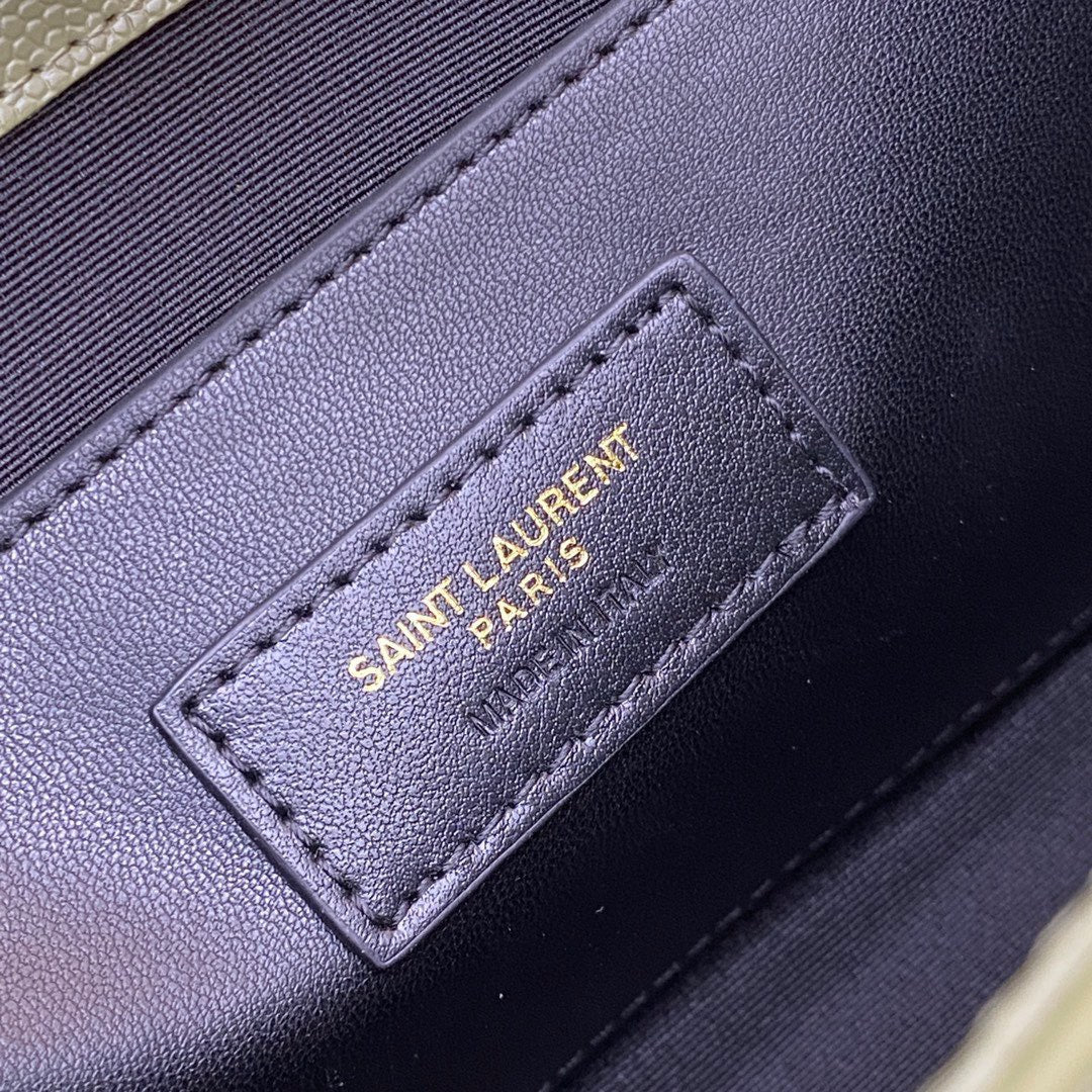Saint Laurent Kate Small Chain Bag In Green Grain De Poudre Leather