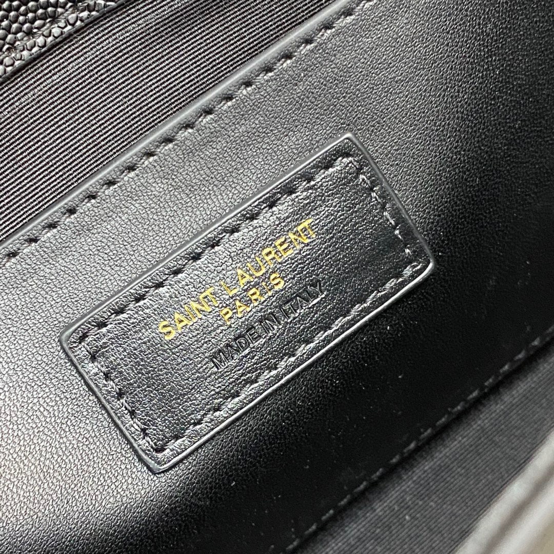 Saint Laurent Kate Small Chain Bag In Black Grain Leather With Gold Hardware