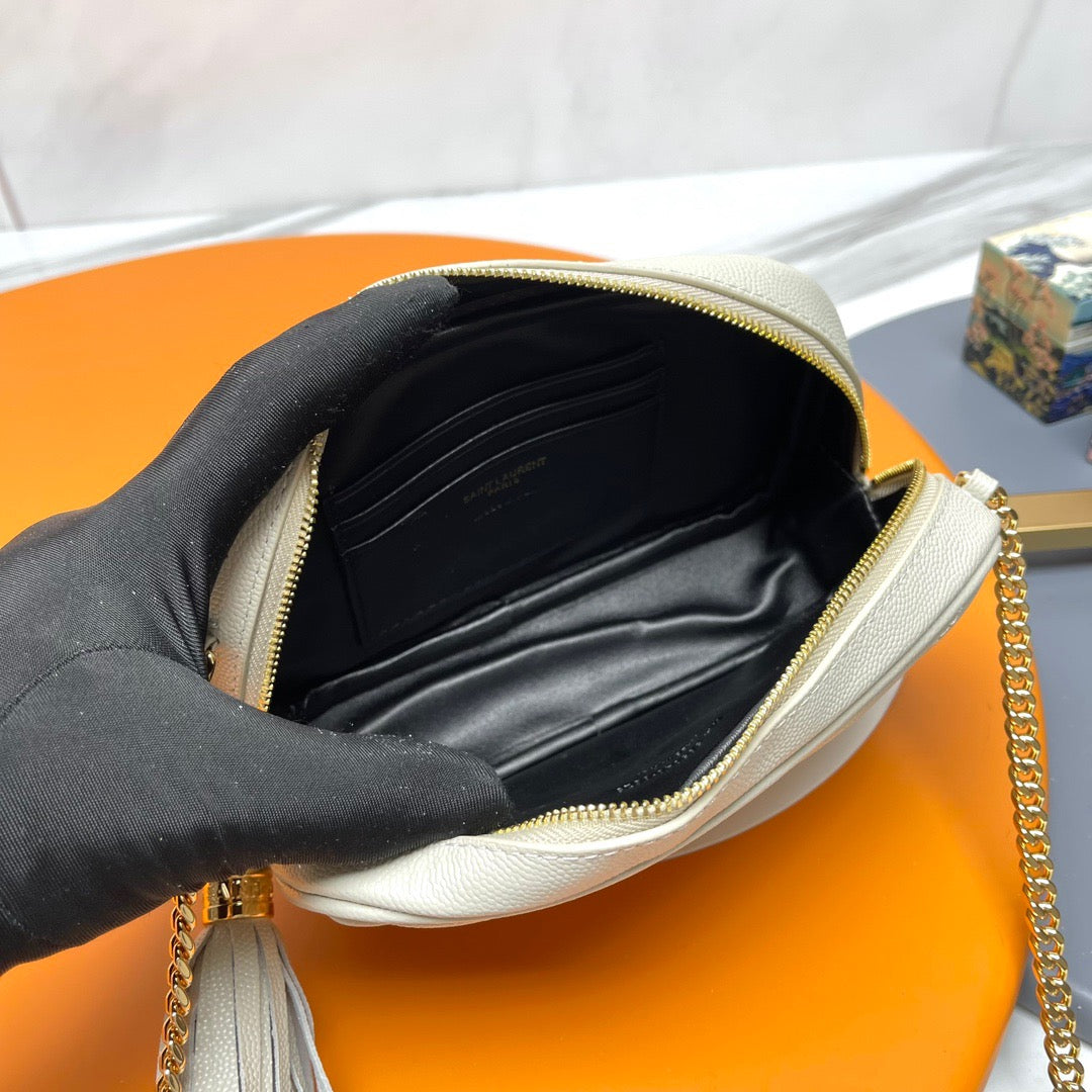 Saint Laurent Lou Mini Bag In Off-white Calfskin