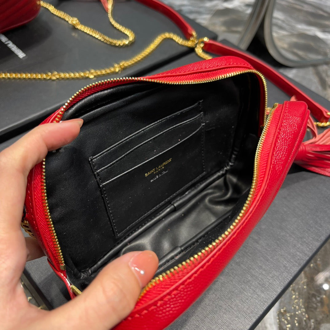 Saint Laurent Lou Mini Bag In Red Calfskin