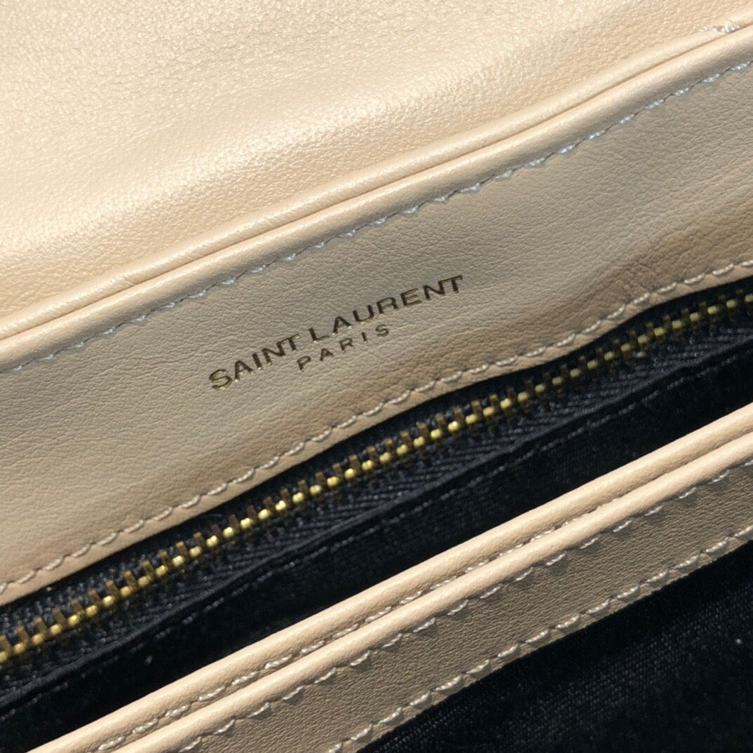 Saint Laurent LouLou Chain Bag In Apricot Quilted Calfskin