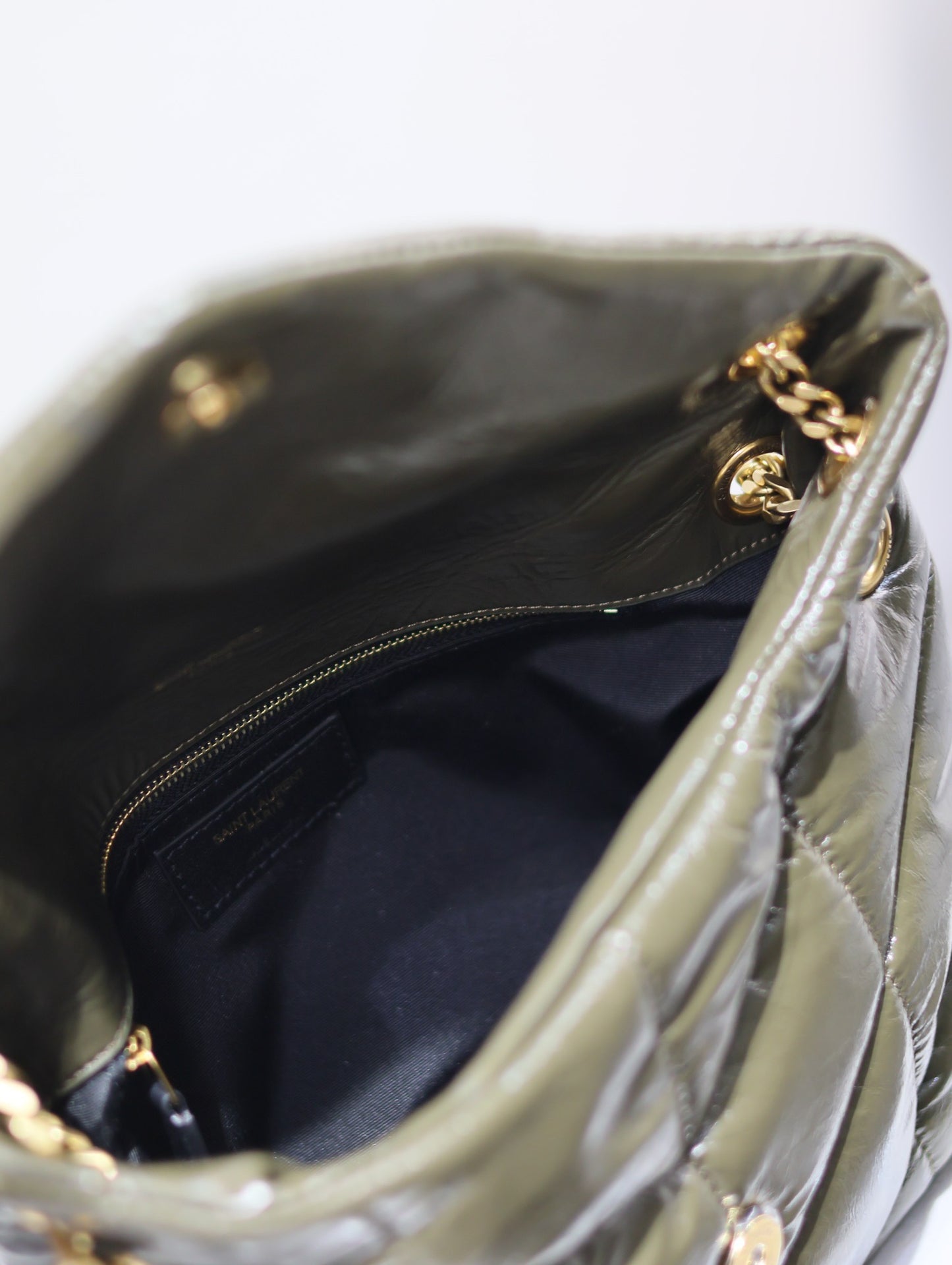 Saint Laurent LouLou Chain Bag In Jungle Green Quilted Calfskin
