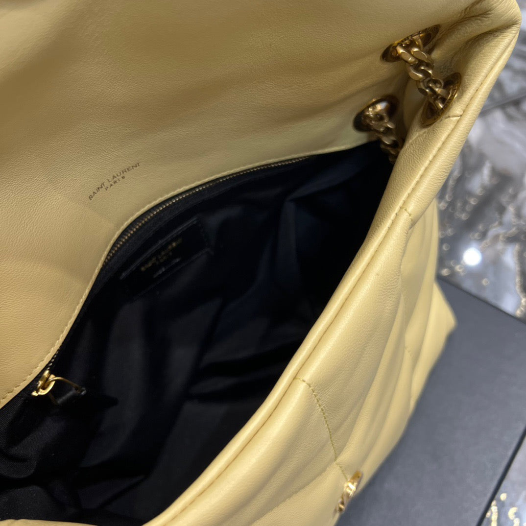 Saint Laurent LouLou Chain Bag In Jaune Poussin Quilted Calfskin