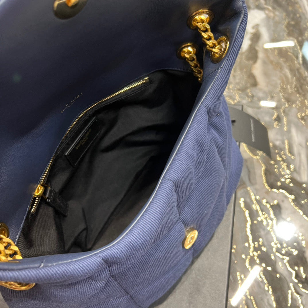 Saint Laurent Loulou Canvas Bag In Navy Blue