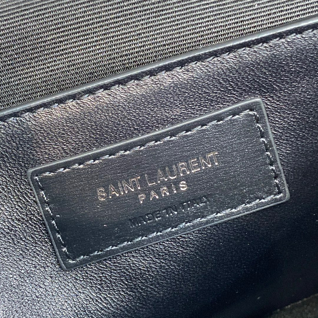 Saint Laurent Niki Baby Chain Bag In Light Gray Crinkled Leather