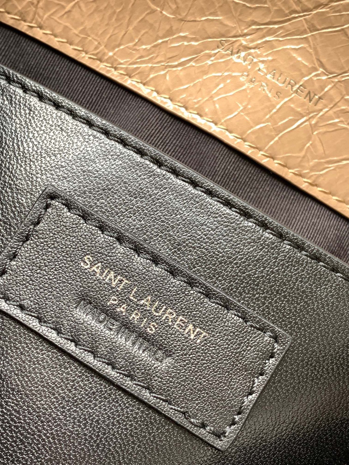 Saint Laurent Niki Baby Chain Bag In Etoupe Crinkled Leather