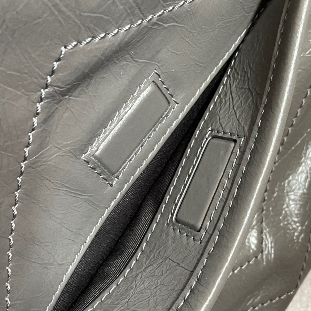Saint Laurent Niki Medium Chain Bag In Tinware Gray Crinkled Leather