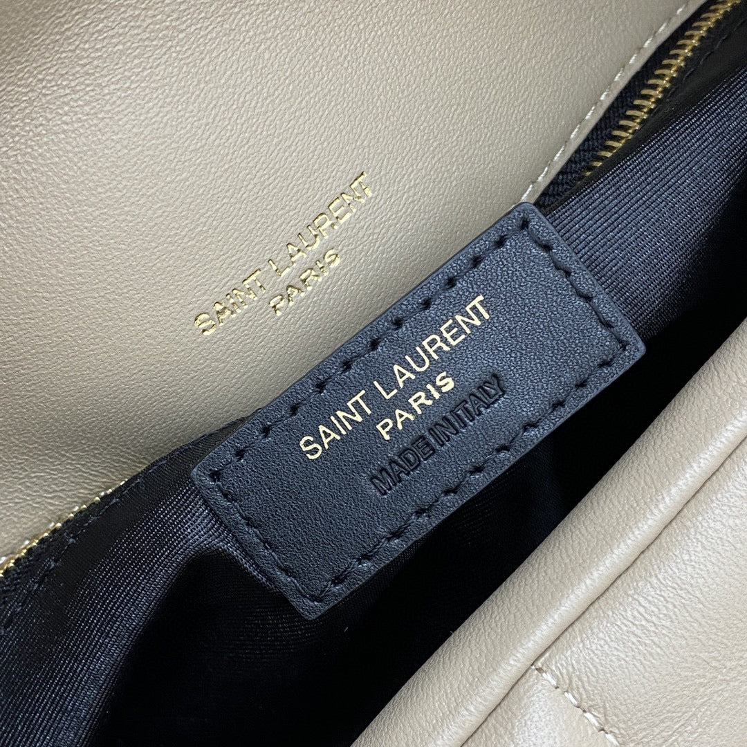 Saint Laurent Puffer Toy Bag In Beige Quilted Lambskin