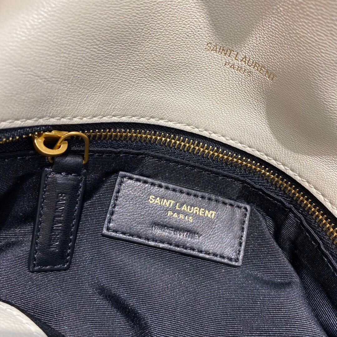 Saint Laurent Puffer Small Chain Bag In Off-white Lambskin