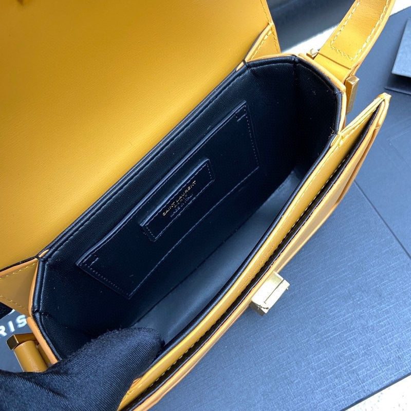 Saint Laurent Small Solferino Bag In Yellow Calfskin
