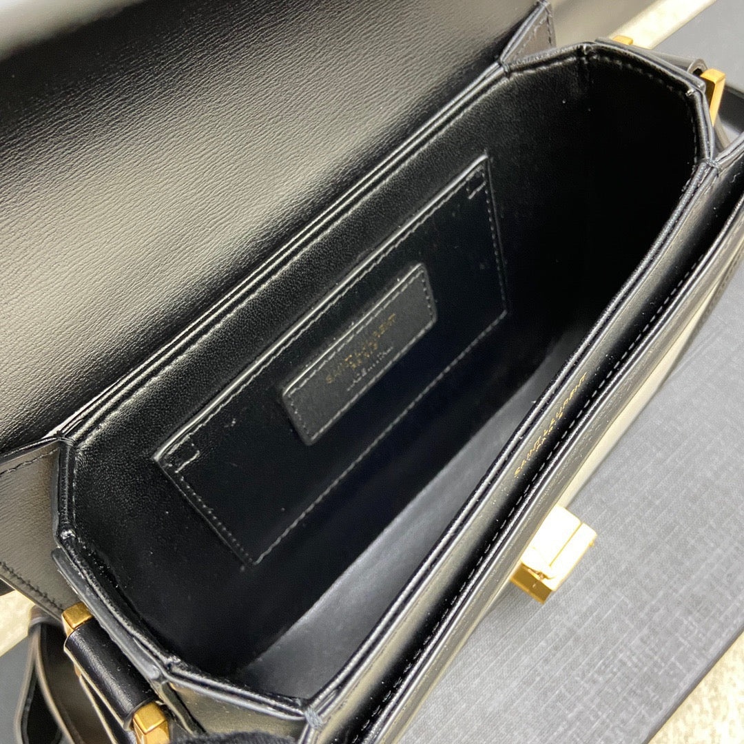 Saint Laurent Small Solferino Bag In Black And White Calfskin