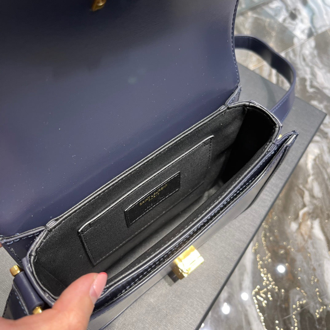 Saint Laurent Small Solferino Bag In Blue Calfskin