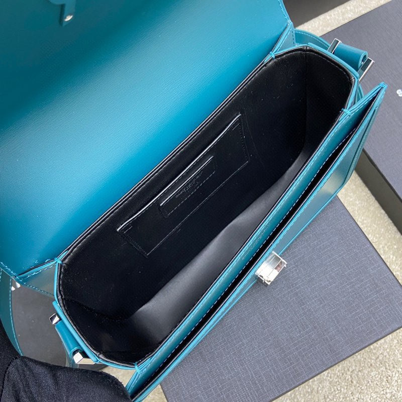 Saint Laurent Medium Solferino Bag In Jean Blue Calfskin