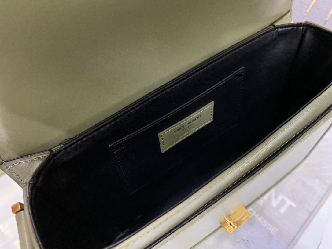 Saint Laurent Medium Solferino Bag In Light Green Calfskin